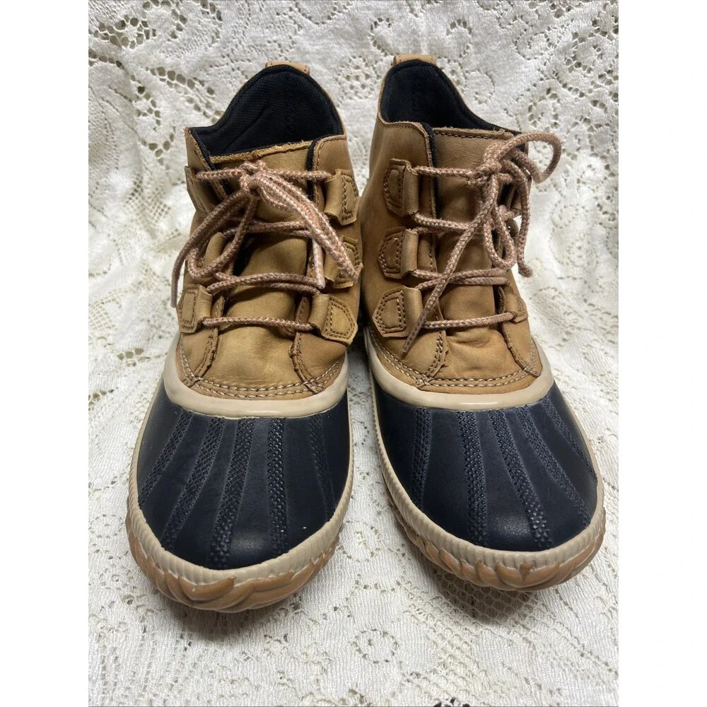 Sorel Out n About Womens 8.5 Duck Boots Brown Leather Lace Up Ankle Shoes